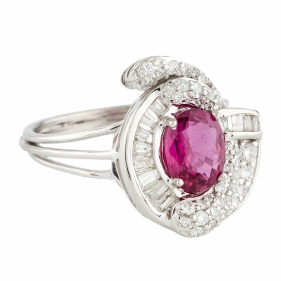 Platinum Ruby & Diamond Cocktail Ring - Picture 2 of 5